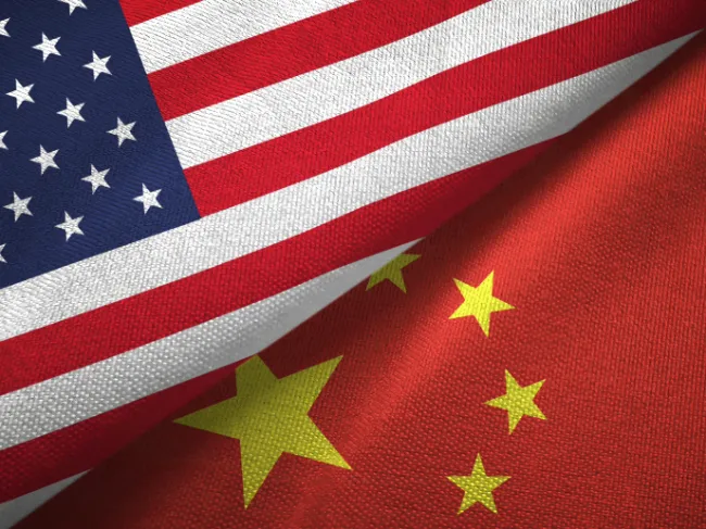 chinese and american flags